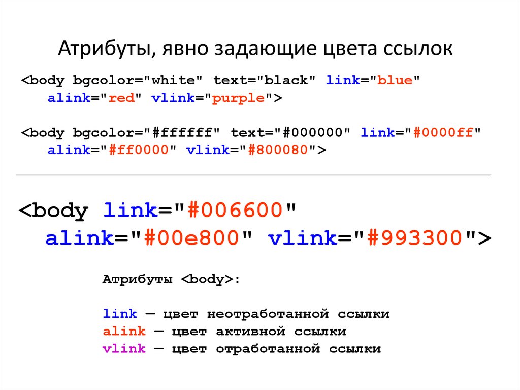 Укажите атрибуты тегов html