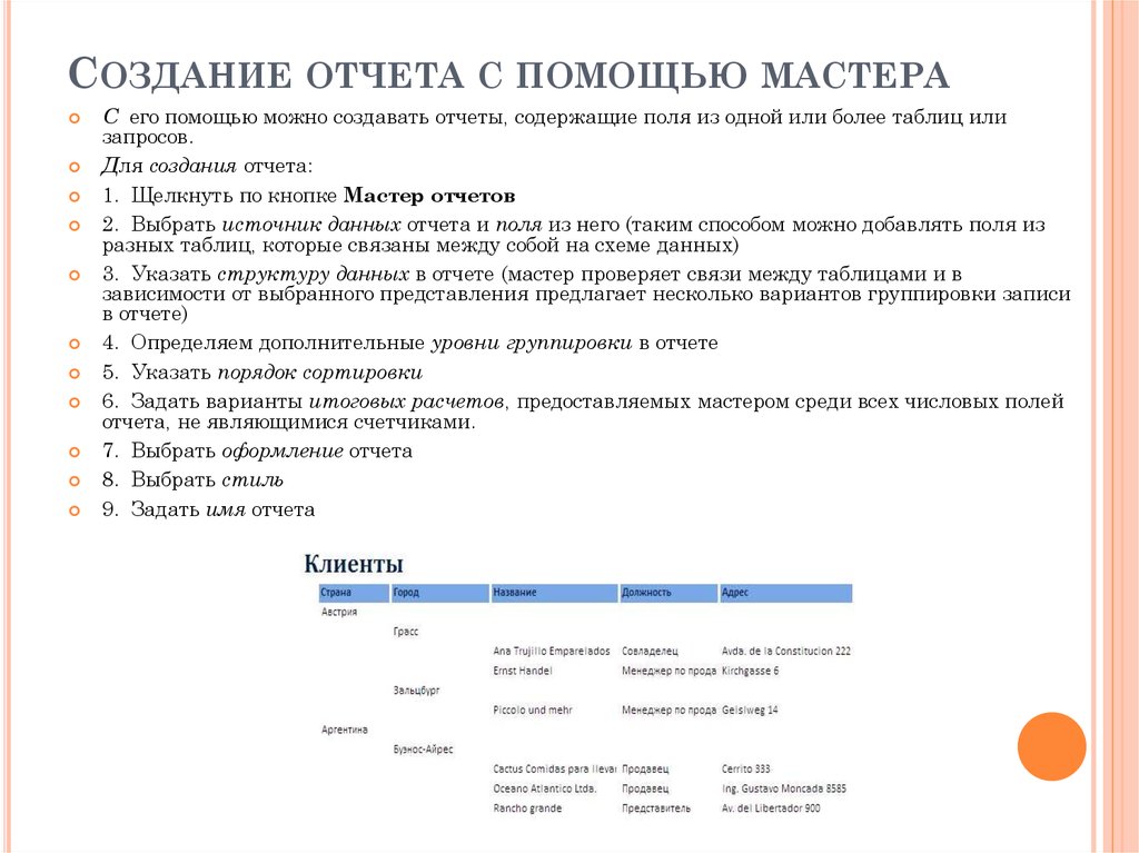 Как создать отчет. Алгоритм формирования отсчета. Опишите алгоритм создания отчета. Создание отчета с помощью мастера. Этапы создания отчета.