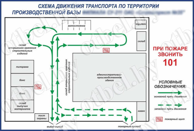 Что должно быть указано на схеме передвижения по производственной площадке