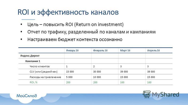 Эффективным считается проект по которому roi