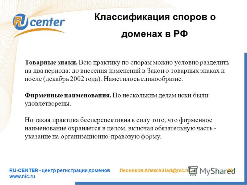 История домена. Классификация споров. Споры о товарных знаках. Домен это в истории. Споры о деловой репутации и товарных знаках это.