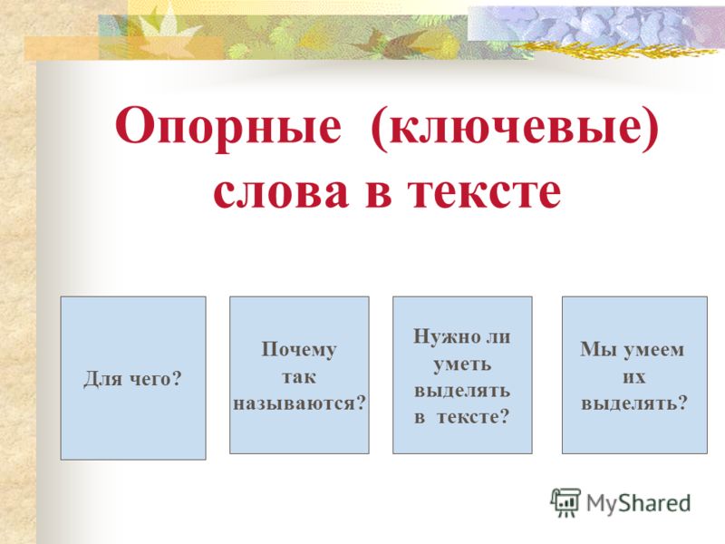 Найди опорные ключевые слова и попробуй составить план