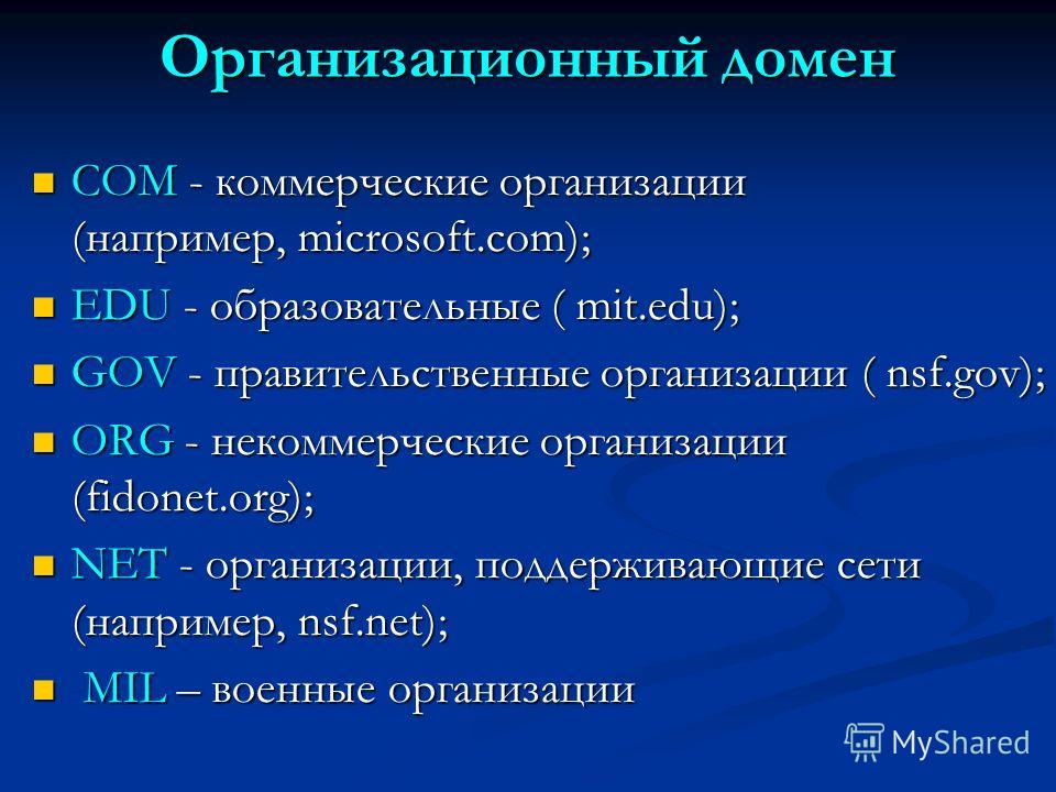 Рабочий домен 1. Домены коммерческих организаций. Домен Тип организации. Коммерческая организация доменный адрес.