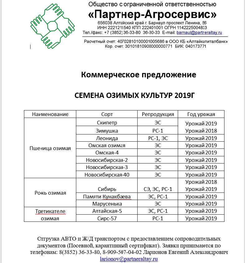 Коммерческое предложение образец на поставку фруктов