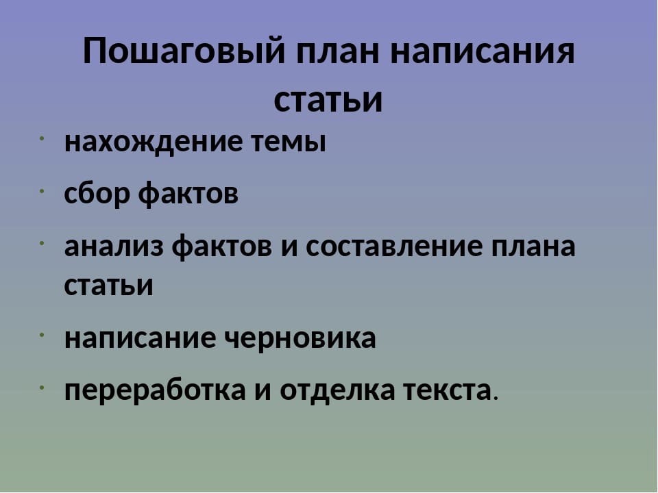 План написания статьи