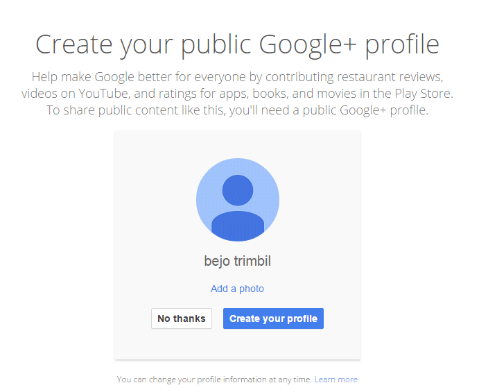 Google profile.