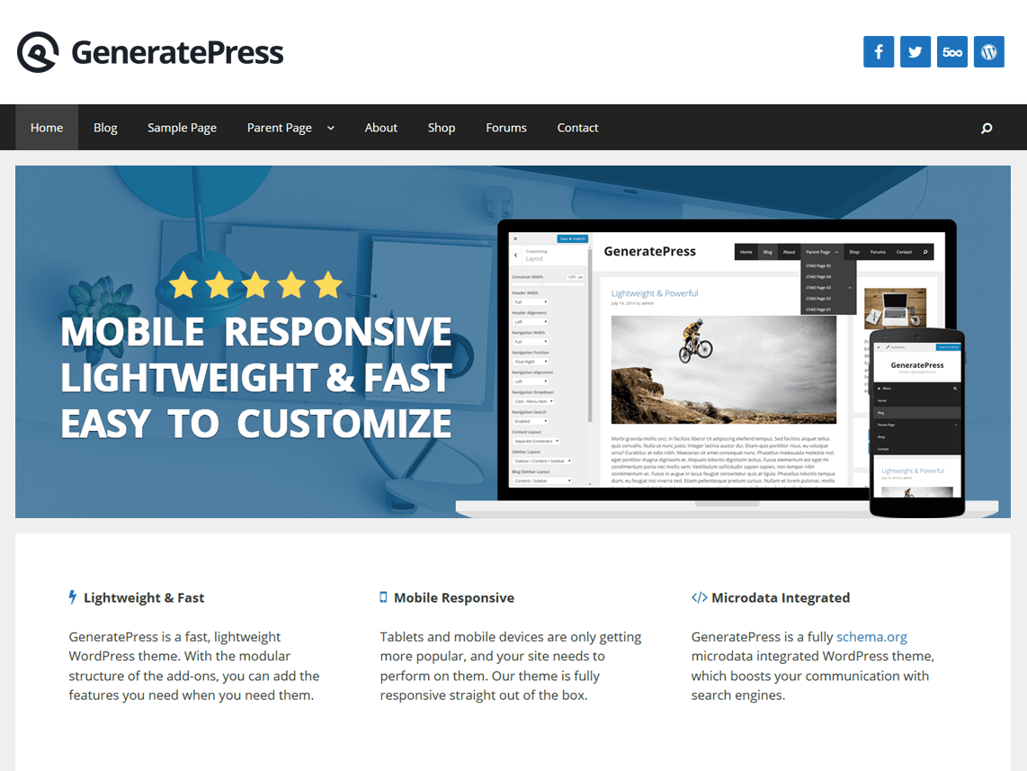 GeneratePress - бесплатная SEO-тема для ВП