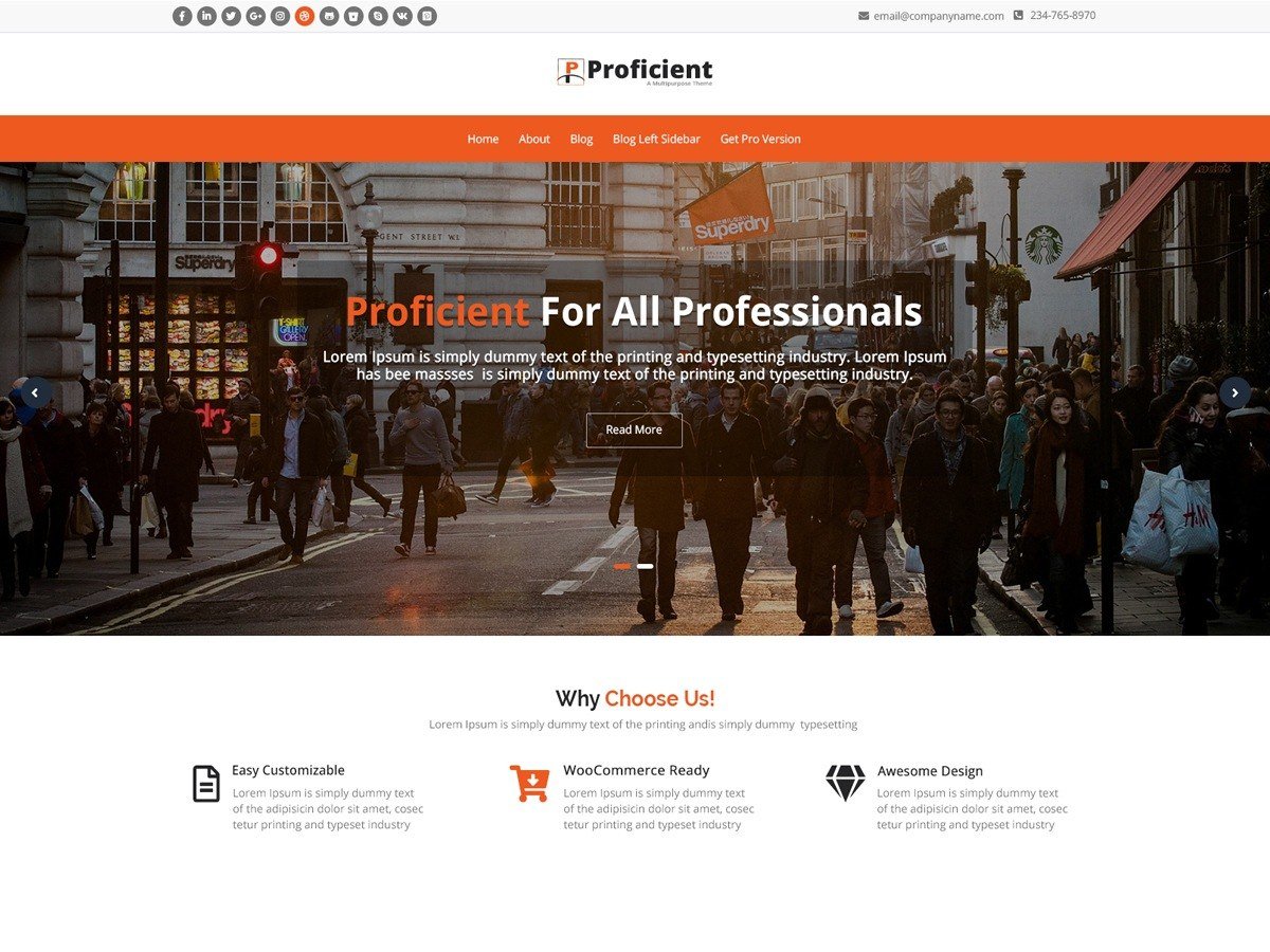 Proficient - оранжевый дизайн для сайта