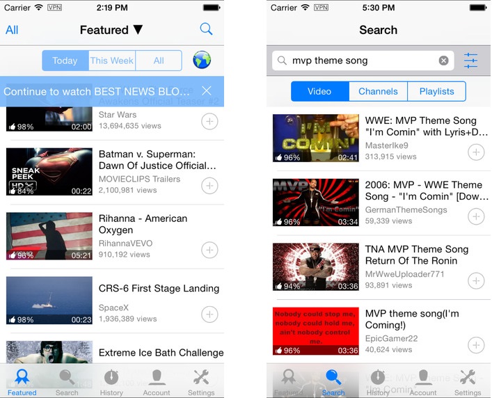 4 лучших альтернативы YouTube для iPhone и iPad - Tube Player