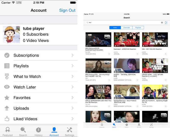 4 лучших альтернативы YouTube для iPhone и iPad - Tube Player