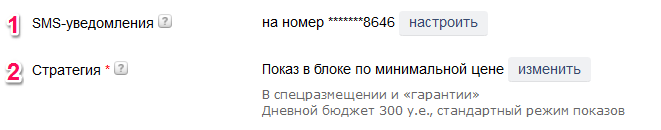 Настройка параметров кампании шаг 3