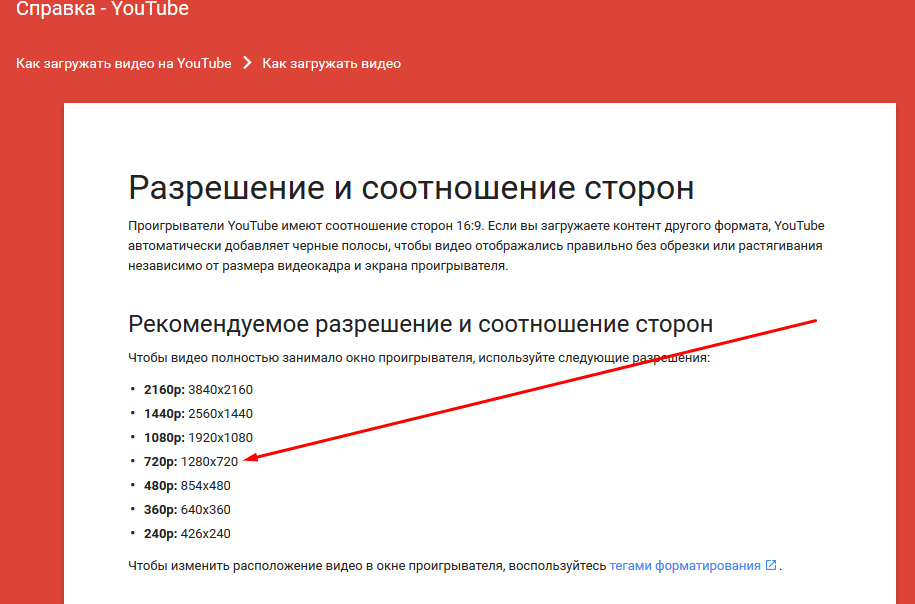 Размер изображения ютуб видео