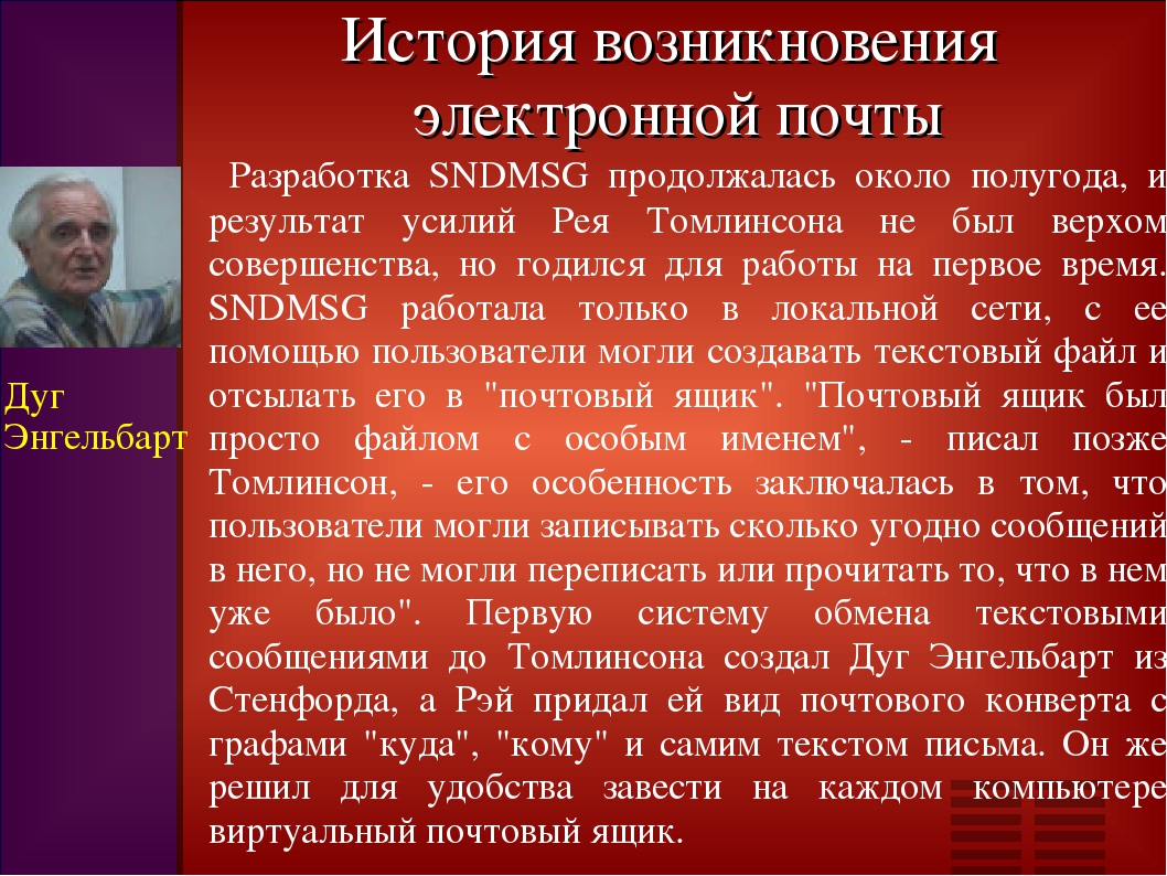 Электронную почту создали в году