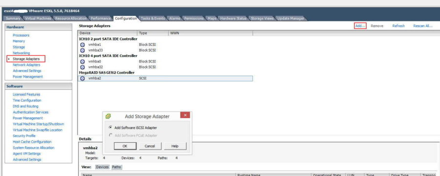 как подключить iscsi lun к хосту esxi