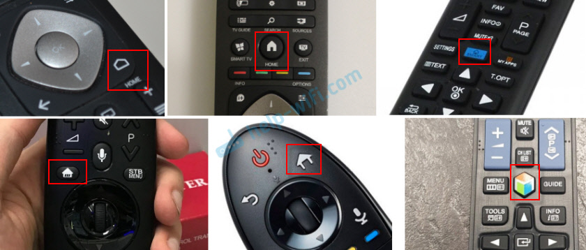 Кнопка вызов меню Smart TV на пульте телевизора