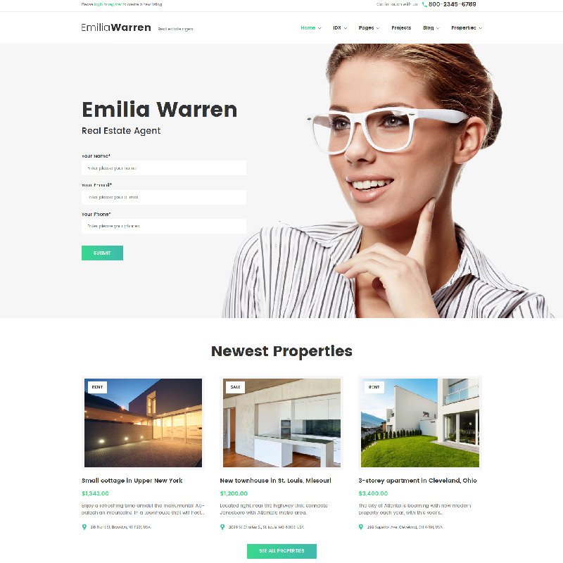 Emilia Warren - шаблон WordPress сайта недвижимости