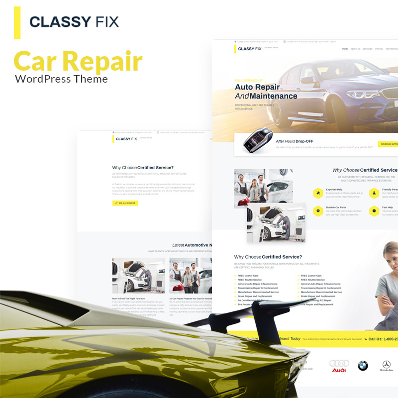 WordPress шаблон Classy Fix - Car Repair Elementor