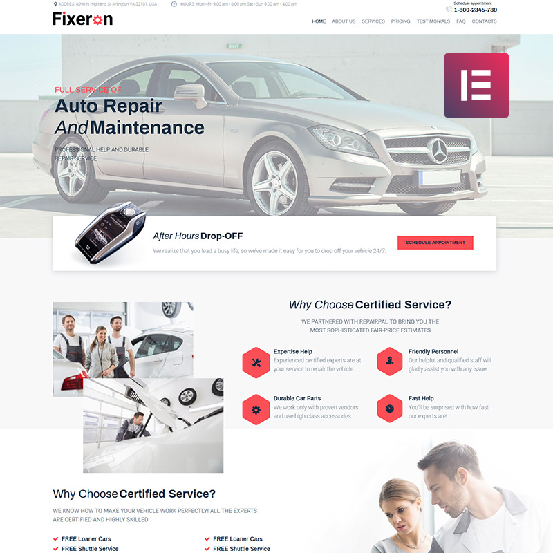 WordPress шаблон Fixeron - Car Repair Elementor