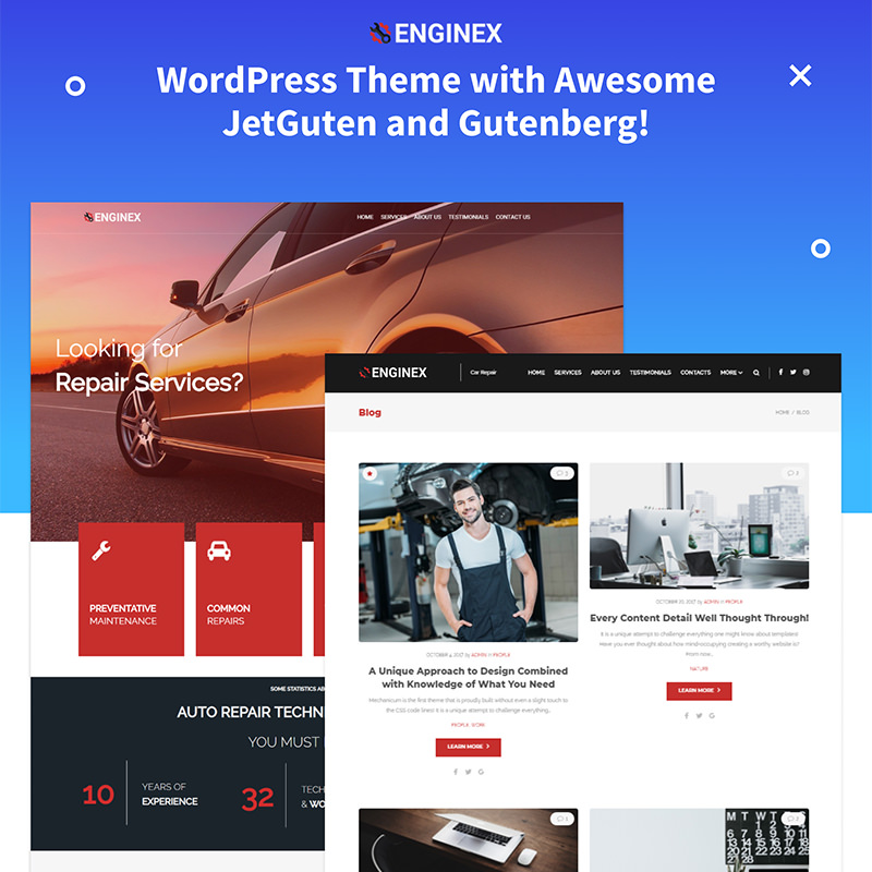 WordPress шаблон Enginex - Car Repair Gutenberg