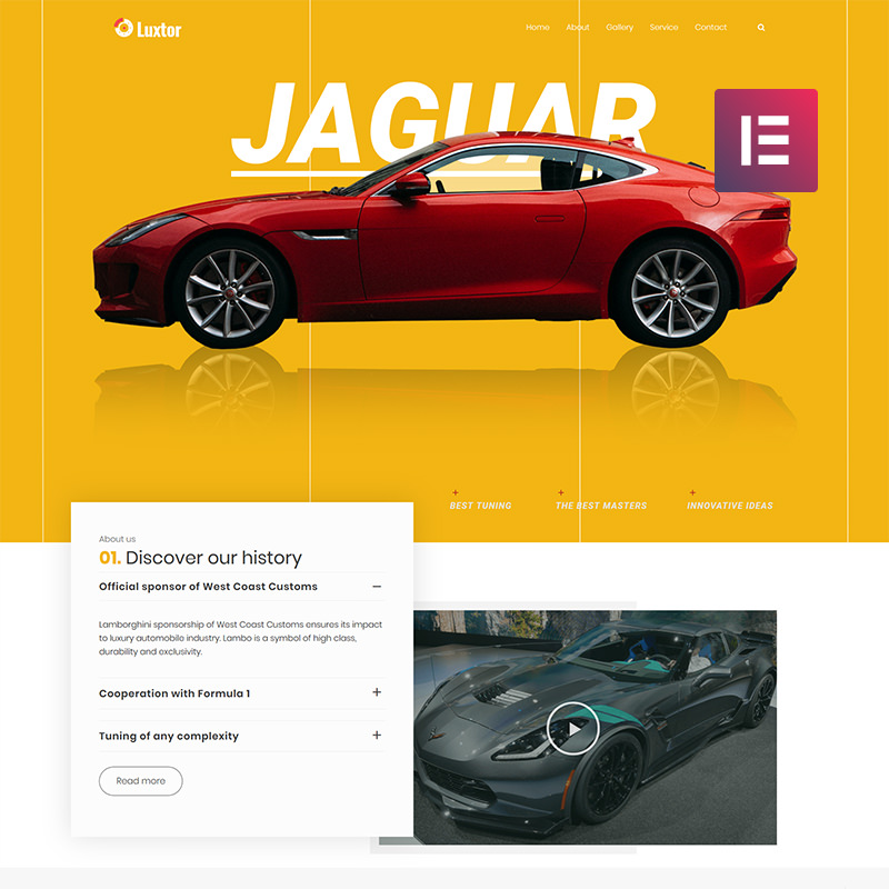 WordPress шаблон Luxor - Car Tuning Elementor