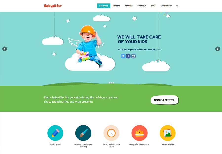 Kids Care - Мультицелевой детский WordPress шаблон