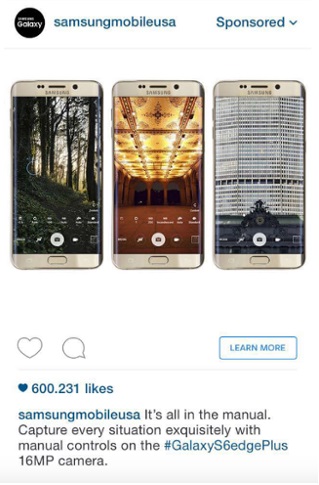 Как настроить рекламу в Instagram – реклама Samsung