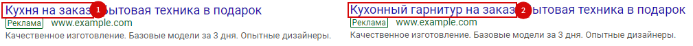 AB тесты в Яндекс.Директ и Google Ads – тест Заголовка 1 в Google Ads