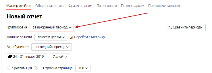 AB тесты в Яндекс.Директ и Google Ads – настройка группировки в Мастере отчетов