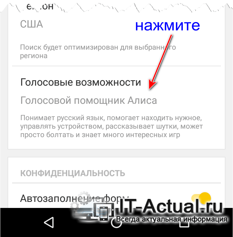 Находим опцию голосовых возможностей в браузере