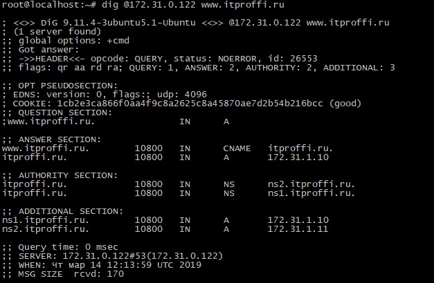 Настройка обратной зоны dns