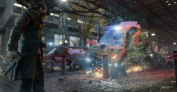 Главный герой игры Watch Dogs, ловко избавляющийся от полицейских машин. Советуем поиграть на ps4 в эту игру