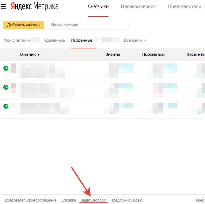 Кнопка Задать вопрос в Яндекс Метрике