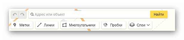 Поиск и панель инструментов в сервисе Мои карты