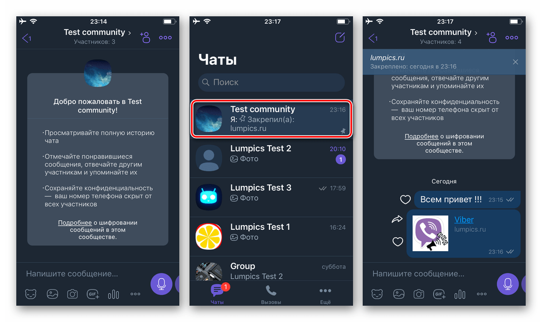Viber для iPhone Сообщество в мессенджере создано и функционирует