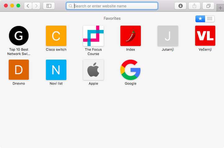 Safari значки сайтов на панели избранного.