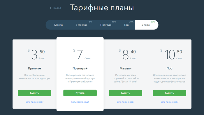 Тарифные планы uKit