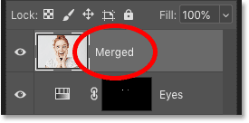 Renaming the merged layer in the Layers panel