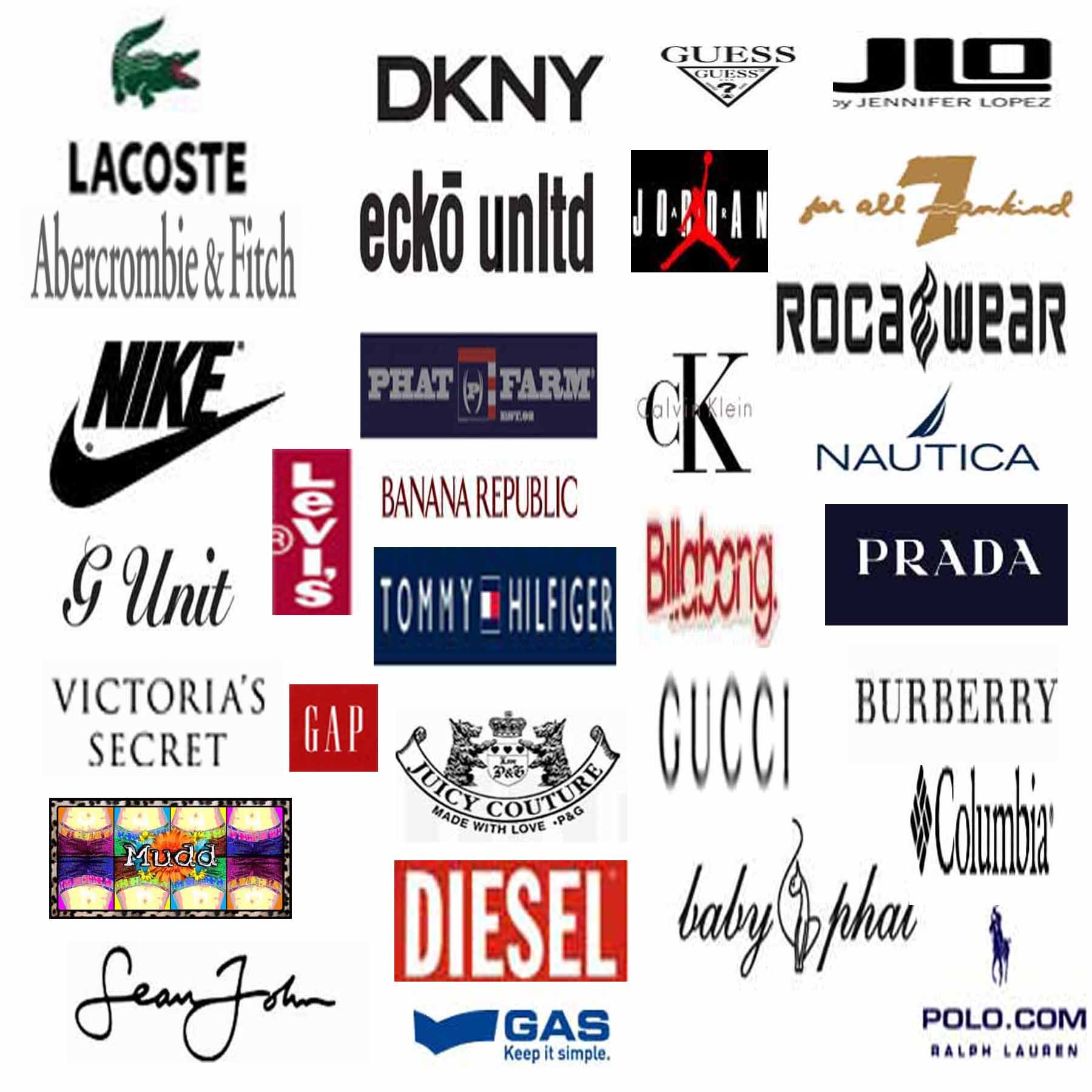 Лейбл компании. Фирмы одежды. Брендовые эмблемы. Марки одежды. Эмблемы марок одежды.