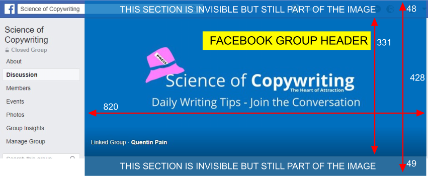 Facebook Group Header Size Example Image With Width and Height Shown