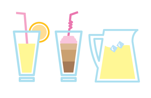 cafe-icons-drinks-ice-cube-straw-lemonade-float-orange-pitcher-beverage-glass-cup