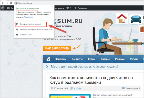 Отображение блога seoslim.ru в браузере