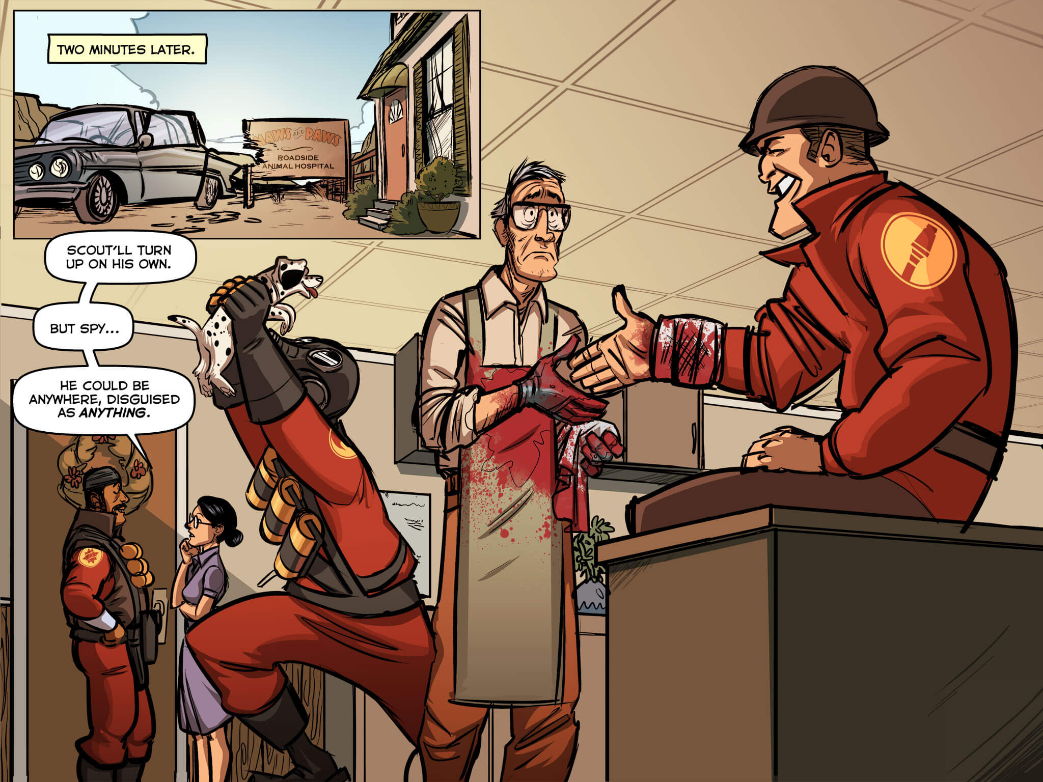 Comics 2. Тим фортресс 2 комиксы. Медик тф2 комикс. Team Fortress 2 комикс смерть скаута. Скаут тф2 комикс.