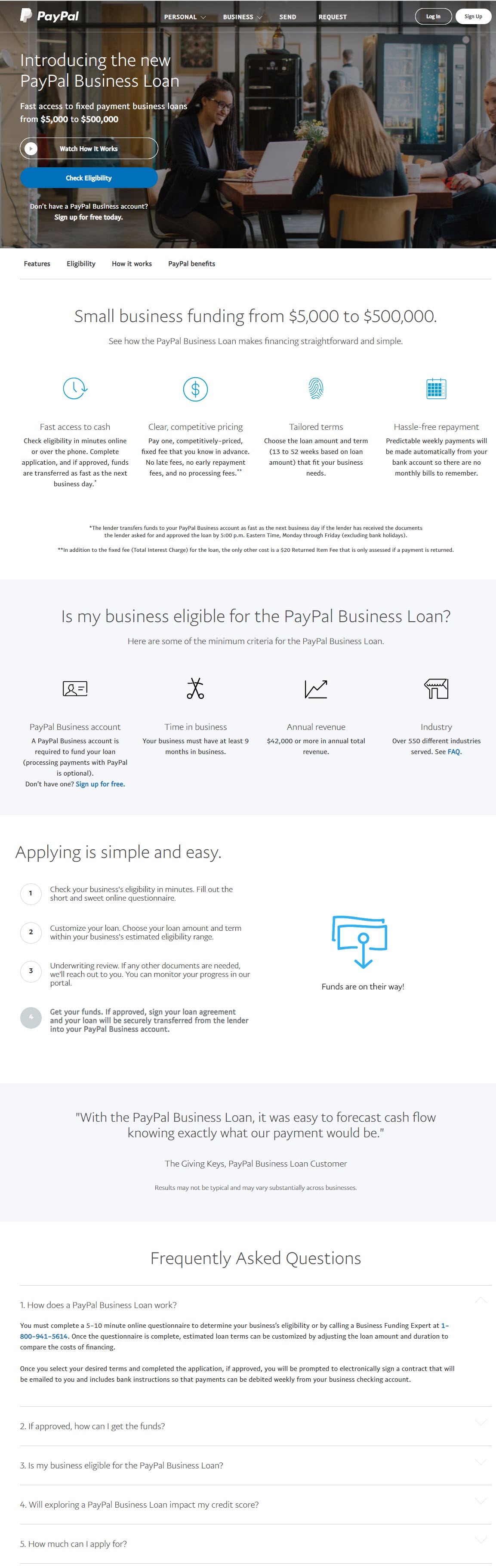 PayPal Loan Page 