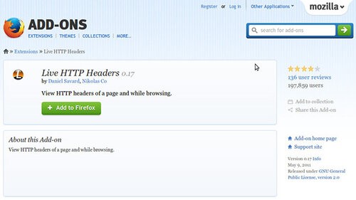 SEO-инструмент Live HTTP Headers for Firefox