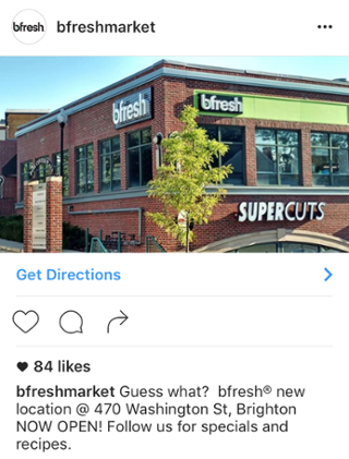 Реклама в Instagram, пример bfresh