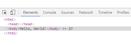 Код HTML страницы в консоли браузера